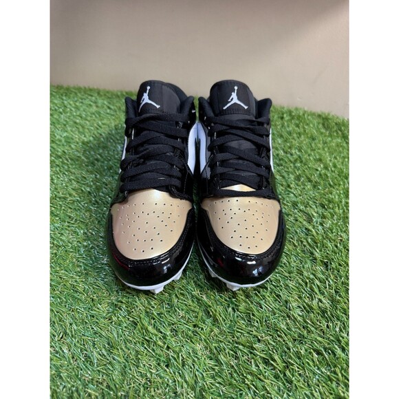 Nike Jordan 1 Low TD Patent Gold Toe Football Cleats Men\'s 10 FJ6245-701 NEW